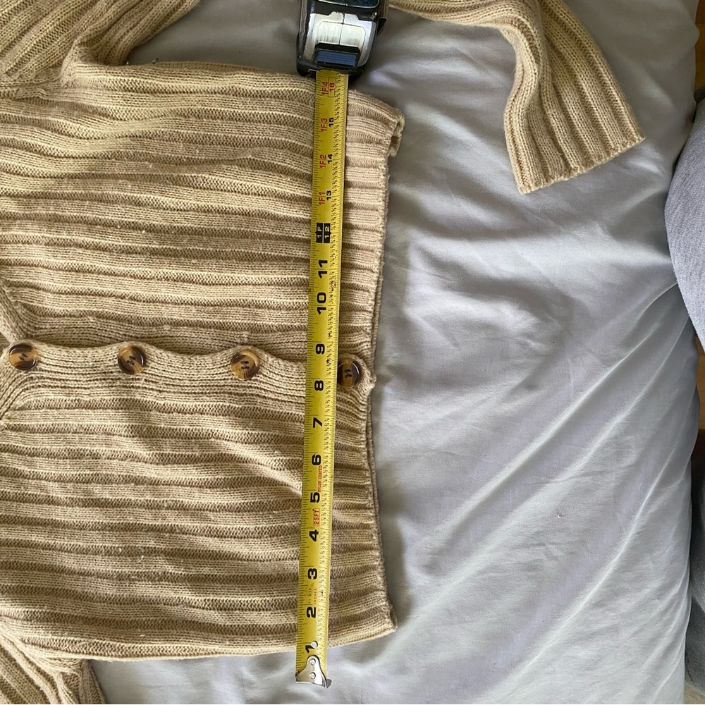 Tan Ribbed Cardigan Sweater - Picture 4 of 4